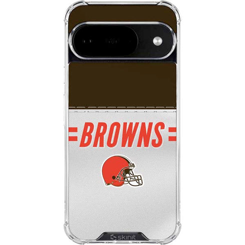 NFL Cleveland Browns White Striped Google Pixel 10 Clear Case